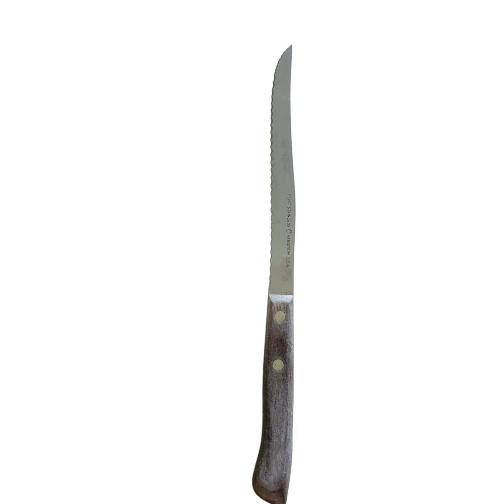 Vtg Flint Stainless Vanadium USA Lot Of 3 Bread - Fillet - Butcher Knives